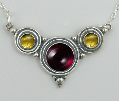 Sterling Silver Gemstone Necklace With Garnet